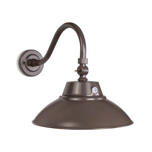 Integrated LED RLM 42W/35W/28W Brown LED Gooseneck Barn Light Fixture - 14in Shade - 3K/4K/5K CCT - 120V - Photocell