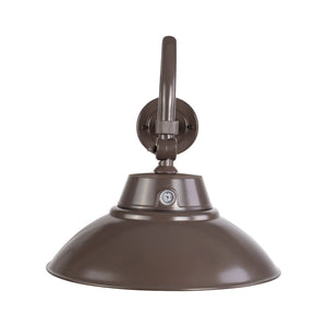 Integrated LED RLM 42W/35W/28W Brown LED Gooseneck Barn Light Fixture - 14in Shade - 3K/4K/5K CCT - 120V - Photocell