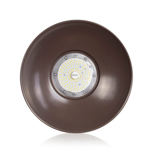 Integrated LED RLM 42W/35W/28W Brown LED Gooseneck Barn Light Fixture - 14in Shade - 3K/4K/5K CCT - 120V - Photocell