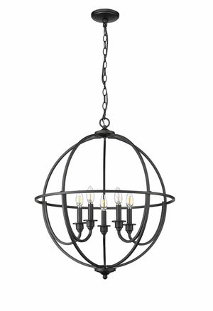 Chandeliers 5 Lamps Artemis Chandelier - Matte Black - White Fabric Shade - 24in Diameter - E12 Candelabra Base