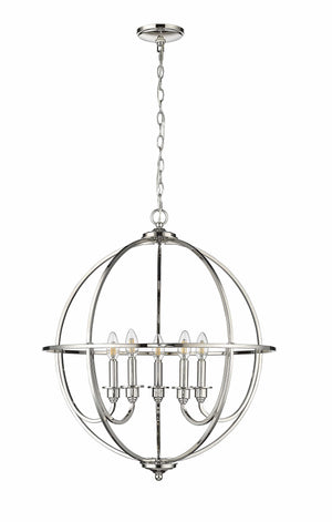 Chandeliers 5 Lamps Artemis Chandelier - Polished Nickel - White Fabric Shade - 24in Diameter - E12 Candelabra Base