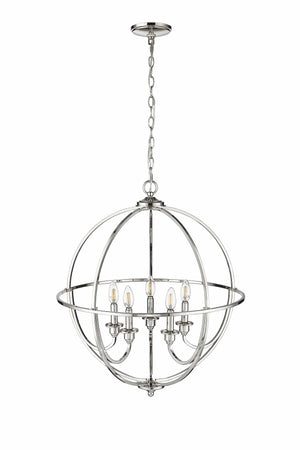 Chandeliers 5 Lamps Artemis Chandelier - Polished Nickel - White Fabric Shade - 24in Diameter - E12 Candelabra Base