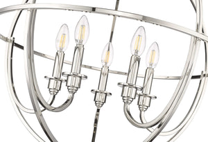 Chandeliers 5 Lamps Artemis Chandelier - Polished Nickel - White Fabric Shade - 24in Diameter - E12 Candelabra Base