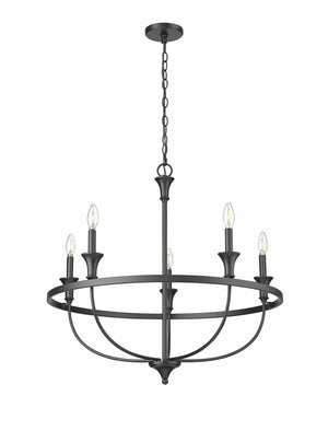 Chandeliers 5 Lamps Emery Chandelier - Matte Black - 29.1in Diameter - E12 Candelabra Base