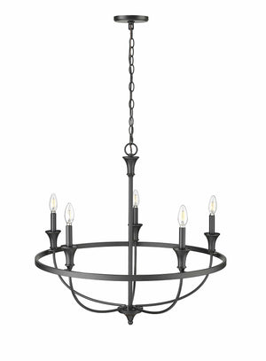 Chandeliers 5 Lamps Emery Chandelier - Matte Black - 29.1in Diameter - E12 Candelabra Base