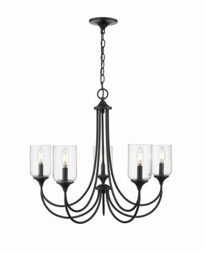 Chandeliers 5 Lamps Waddingham Chandelier - Matte Black - 27in Diameter - E12 Candelabra Base