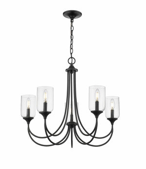 Chandeliers 5 Lamps Waddingham Chandelier - Matte Black - 27in Diameter - E12 Candelabra Base