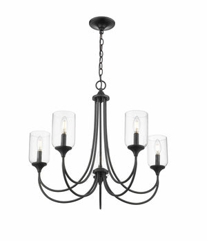 Chandeliers 5 Lamps Waddingham Chandelier - Matte Black - 27in Diameter - E12 Candelabra Base