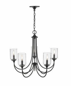 Chandeliers 5 Lamps Waddingham Chandelier - Matte Black - 27in Diameter - E12 Candelabra Base