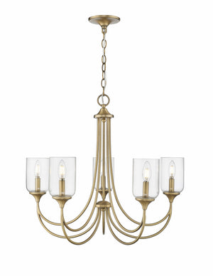 Chandeliers 5 Lamps Waddingham Chandelier - Vintage Brass - 27in Diameter - E12 Candelabra Base