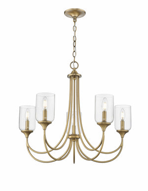 Chandeliers 5 Lamps Waddingham Chandelier - Vintage Brass - 27in Diameter - E12 Candelabra Base