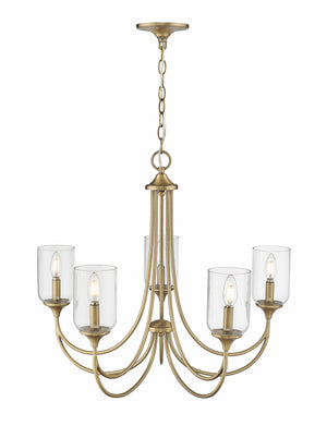 Chandeliers 5 Lamps Waddingham Chandelier - Vintage Brass - 27in Diameter - E12 Candelabra Base