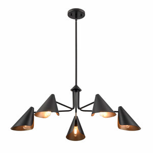 Chandeliers 5 Lamps Warhol Chandelier - Matte Black - 34in Diameter - E12 Candelabra Base