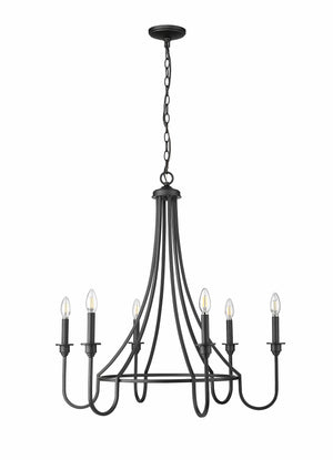 Chandeliers 6 Lamps Artemis Chandelier - Matte Black - 30in Diameter - E12 Candelabra Base