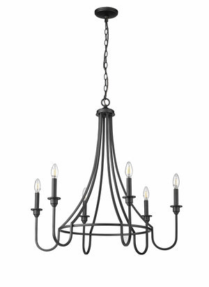 Chandeliers 6 Lamps Artemis Chandelier - Matte Black - 30in Diameter - E12 Candelabra Base