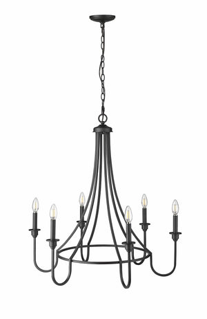 Chandeliers 6 Lamps Artemis Chandelier - Matte Black - 30in Diameter - E12 Candelabra Base