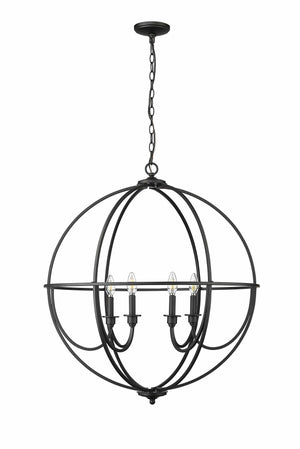 Chandeliers 6 Lamps Artemis Chandelier - Matte Black - White Fabric Shade - 30in Diameter - E12 Candelabra Base