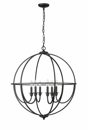 Chandeliers 6 Lamps Artemis Chandelier - Matte Black - White Fabric Shade - 30in Diameter - E12 Candelabra Base