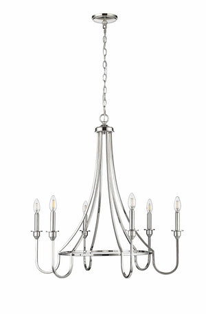 Chandeliers 6 Lamps Artemis Chandelier - Polished Nickel - 30in Diameter - E12 Candelabra Base