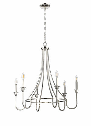 Chandeliers 6 Lamps Artemis Chandelier - Polished Nickel - 30in Diameter - E12 Candelabra Base