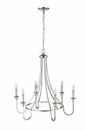 Chandeliers 6 Lamps Artemis Chandelier - Polished Nickel - 30in Diameter - E12 Candelabra Base