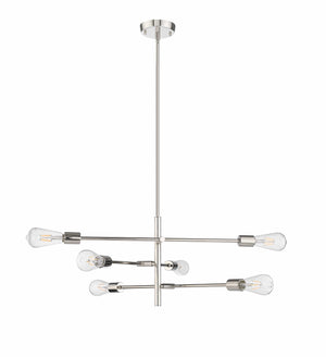 Chandeliers 6 Lamps Decco Chandelier - Polished Nickel - 25.625in Diameter - E26 Medium Base