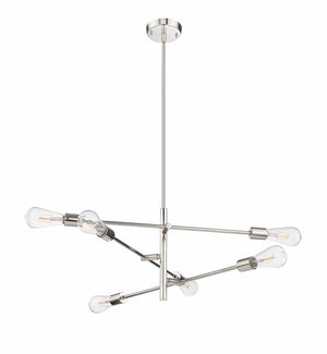 Chandeliers 6 Lamps Decco Chandelier - Polished Nickel - 25.625in Diameter - E26 Medium Base