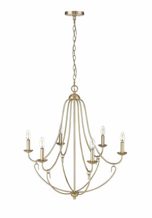 Chandeliers 6 Lamps Eisley Chandelier - Modern Gold - White Fabric Shade - 28.5in Diameter - E12 Candelabra Base