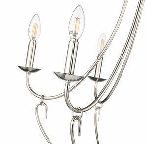 Chandeliers 6 Lamps Eisley Chandelier - Polished Nickel - White Fabric Shade - 28.5in Diameter - E12 Candelabra Base