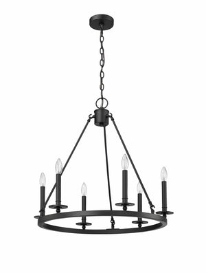 Chandeliers 6 Lamps Florence Chandelier - Matte Black - 26in Diameter - E12 Candelabra Base