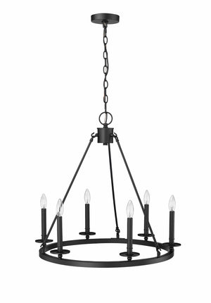 Chandeliers 6 Lamps Florence Chandelier - Matte Black - 26in Diameter - E12 Candelabra Base