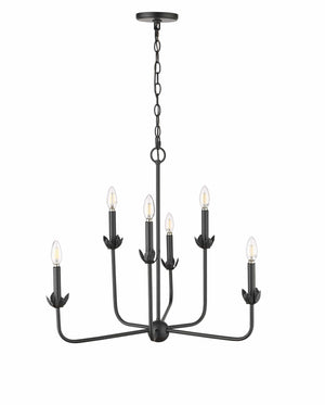 Chandeliers 6 Lamps Freesia Chandelier - Matte Black - 25.625in Diameter - E12 Candelabra Base