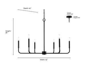 Chandeliers 6 Lamps Herring Chandelier - Matte Black - 42in Diameter - E12 Candelabra Base