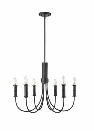 Chandeliers 6 Lamps Potiss Chandelier - Matte Black - 26in Diameter - E12 Candelabra Base