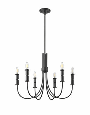 Chandeliers 6 Lamps Potiss Chandelier - Matte Black - 26in Diameter - E12 Candelabra Base