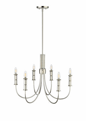 Chandeliers 6 Lamps Potiss Chandelier - Polished Nickel - 26in Diameter - E12 Candelabra Base