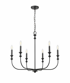 Chandeliers 6 Lamps Savanne Chandelier - Matte Black - 28.25in Diameter - E12 Candelabra Base