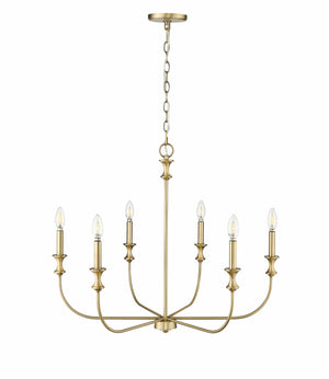 Chandeliers 6 Lamps Savanne Chandelier - Vintage Brass - 28.25in Diameter - E12 Candelabra Base