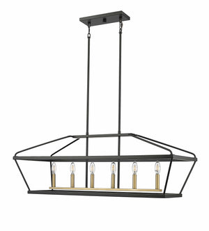 Chandeliers 6 Lamps Surrey Chandelier - Matte Black / Vintage Brass - 42in Diameter - E12 Candelabra Base