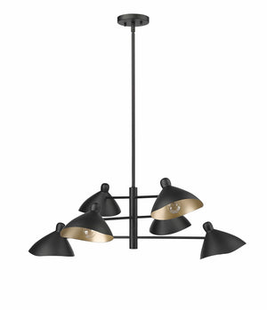 Chandeliers 6 Lamps Warhol Chandelier - Matte Black - 34.5in Diameter - E12 Candelabra Base