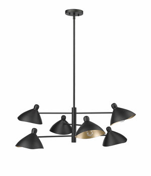 Chandeliers 6 Lamps Warhol Chandelier - Matte Black - 34.5in Diameter - E12 Candelabra Base