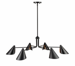 Chandeliers 6 Lamps Warhol Chandelier - Matte Black - 41in Diameter - E12 Candelabra Base