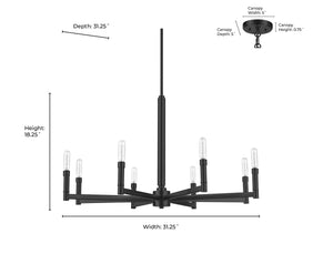 Chandeliers 8 Lamps Daxley Chandelier - Matte Black - 31.25in Diameter - E12 Candelabra Base