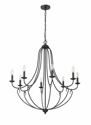 Chandeliers 8 Lamps Eisley Chandelier - Matte Black - White Fabric Shade - 36in Diameter - E12 Candelabra Base