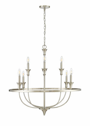 Chandeliers 8 Lamps Emery Chandelier - Brushed Nickel - 33.5in Diameter - E12 Candelabra Base