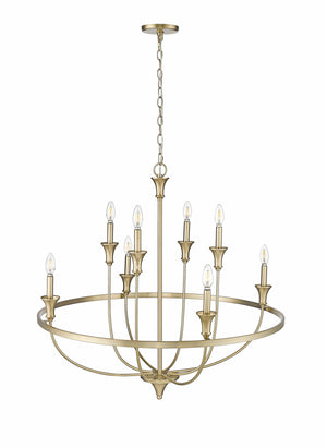 Chandeliers 8 Lamps Emery Chandelier - Modern Gold - 33.5in Diameter - E12 Candelabra Base