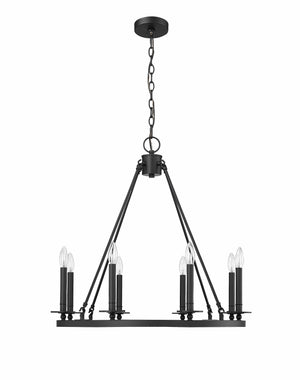 Chandeliers 8 Lamps Florence Chandelier - Matte Black - 28in Diameter - E12 Candelabra Base