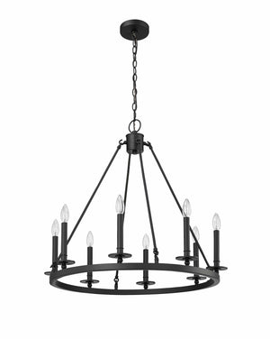 Chandeliers 8 Lamps Florence Chandelier - Matte Black - 28in Diameter - E12 Candelabra Base