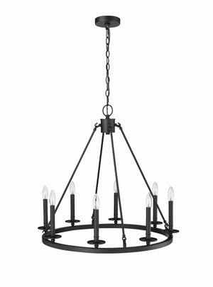 Chandeliers 8 Lamps Florence Chandelier - Matte Black - 28in Diameter - E12 Candelabra Base