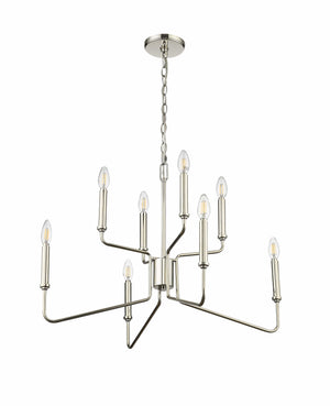 Chandeliers 8 Lamps Raven Chandelier - Polished Nickel - 28in Diameter - E12 Candelabra Base